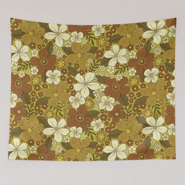 Item preview, Vintage-Inspired 1970s Brown & Olive Floral designed and sold by somecallmebeth.