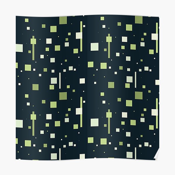 Scattered Squares (Dark) Poster