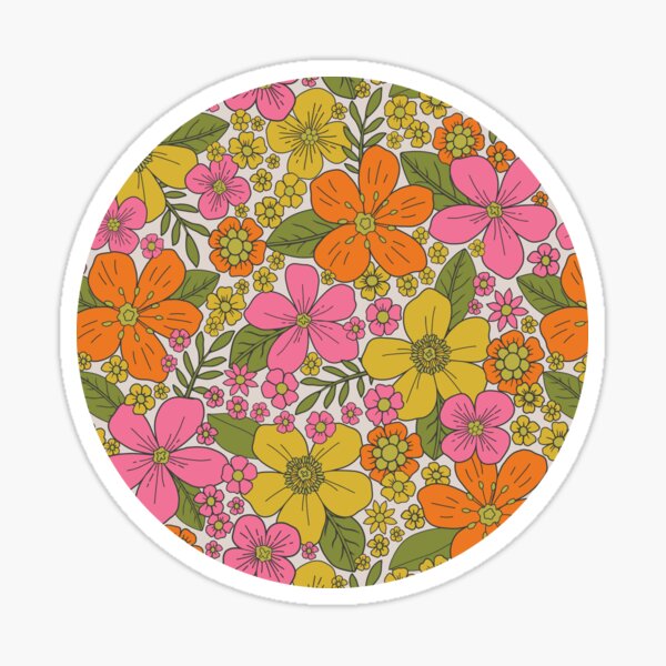 Groovy 1960s Floral Flower Power Sticker
