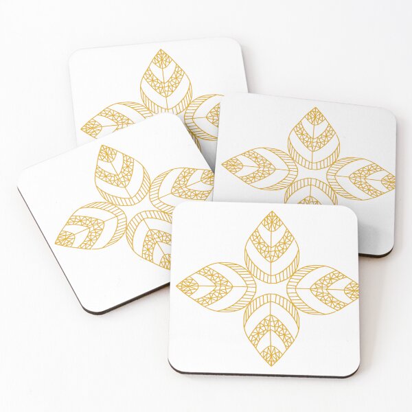 Item preview, Golden geometric flower on white designed and sold by Encie-Designs.