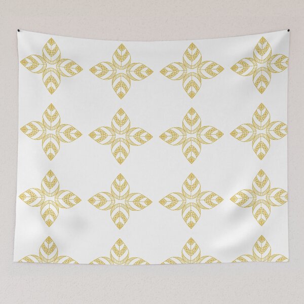 Item preview, Golden geometric flower on white designed and sold by Encie-Designs.
