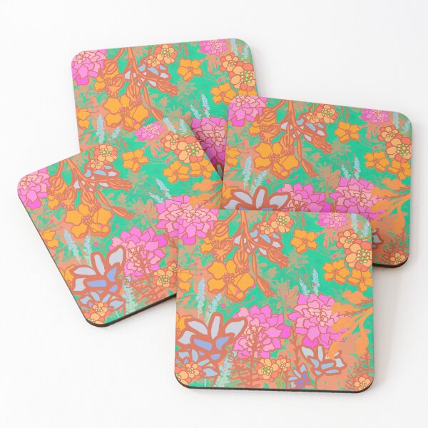 Item preview, Flower power retro colours pattern designed and sold by LynseysArtShop.