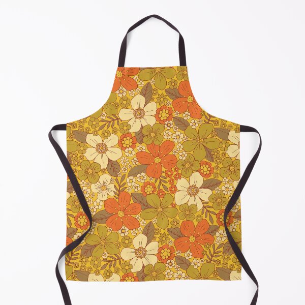 Item preview, Retro 60s/70s Orange & Olive Green Floral designed and sold by somecallmebeth.