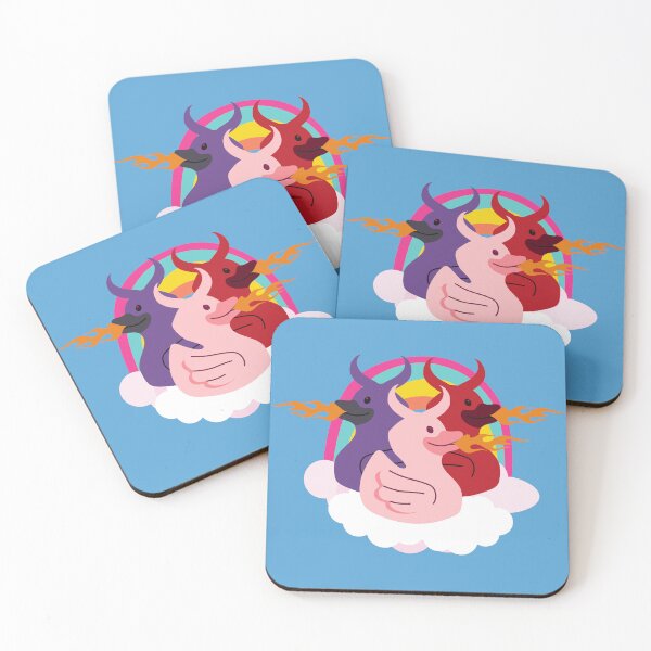 Item preview, Cute Fire breathing devil ducks on cloud rainbow designed and sold by Write-to-Rebel.