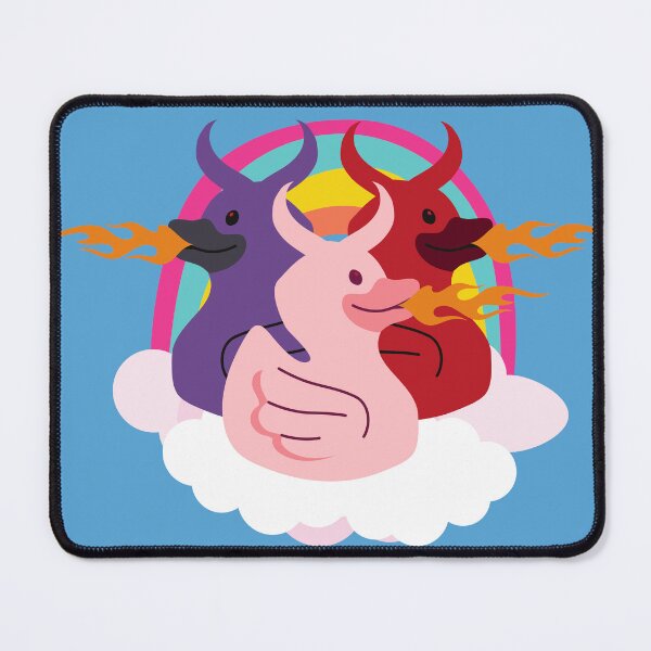 Item preview, Cute Fire breathing devil ducks on cloud rainbow designed and sold by Write-to-Rebel.