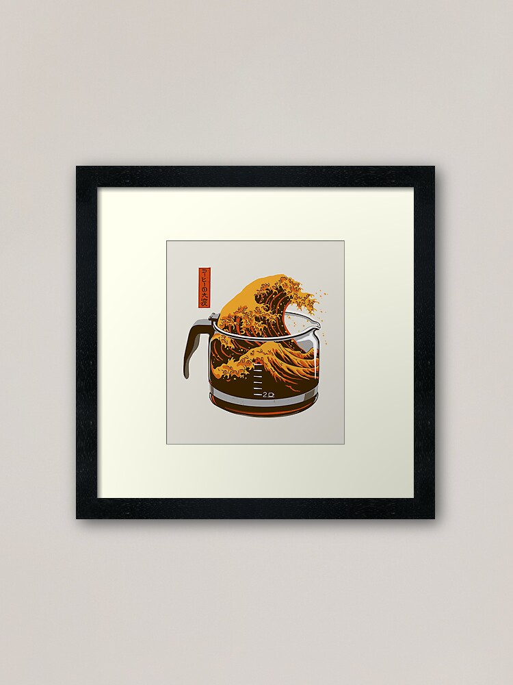 Thumbnail 1 of 7, Framed Art Print, The Great Wave of Caffeine designed and sold by Gloopz.