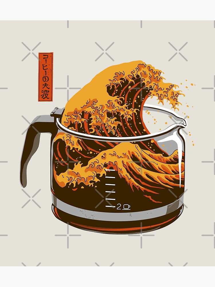 Thumbnail 7 of 7, Framed Art Print, The Great Wave of Caffeine designed and sold by Gloopz.