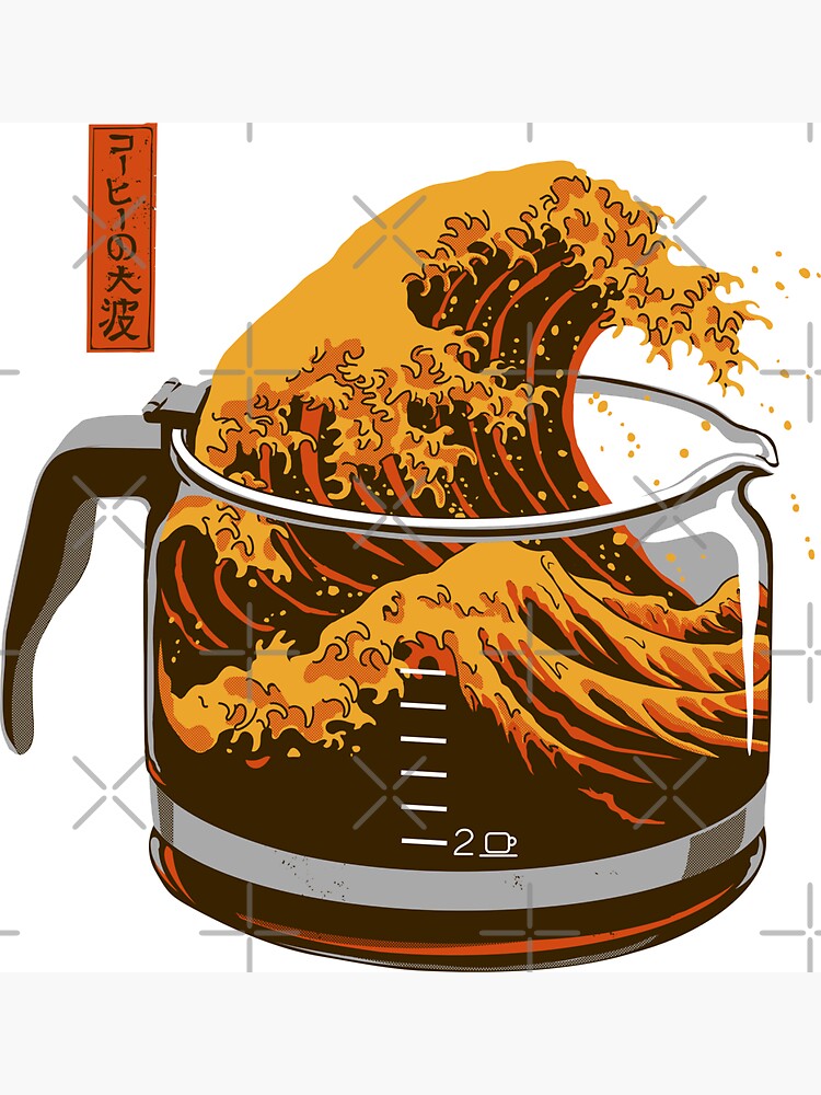 Thumbnail 3 of 3, Magnet, The Great Wave of Caffeine designed and sold by Gloopz.