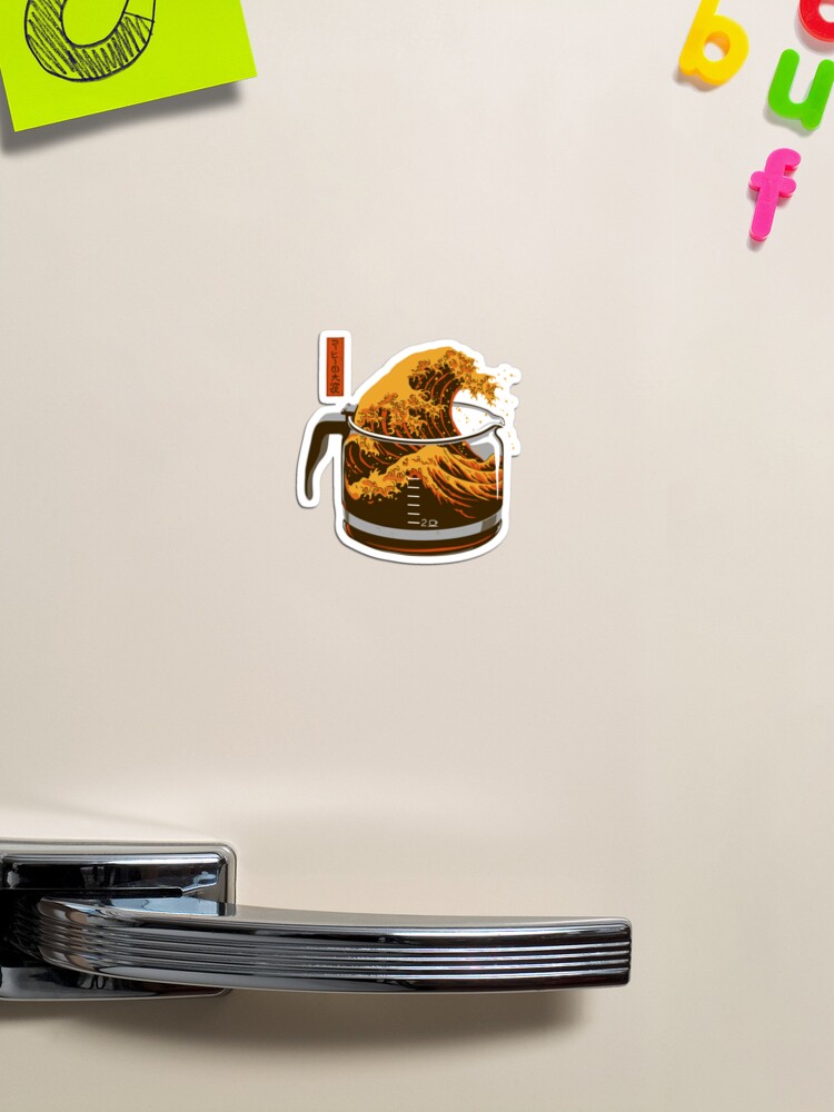 Thumbnail 1 of 3, Magnet, The Great Wave of Caffeine designed and sold by Gloopz.