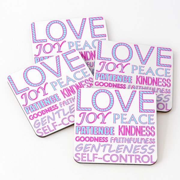 Item preview, Fruit of the Spirit Hot Pink and Baby Blue Text on White Background designed and sold by aheartforgod.