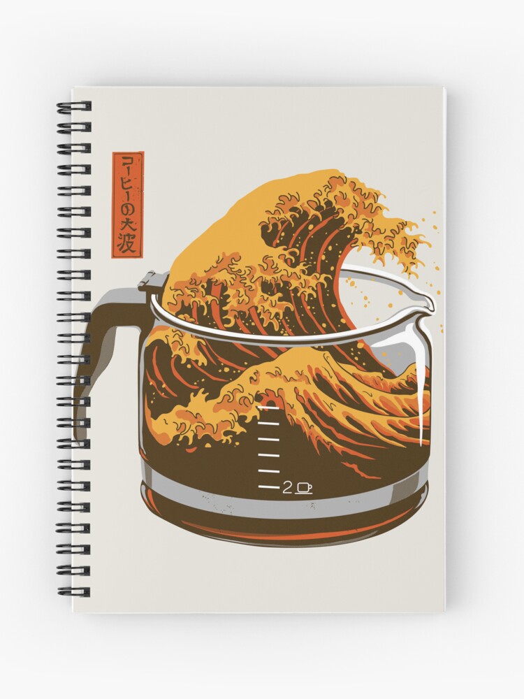 Thumbnail 1 of 3, Journal, The Great Wave of Caffeine designed and sold by Gloopz.