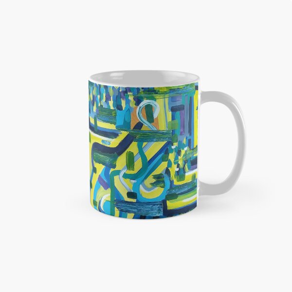 Item preview, abstract psychodelic winding yellow and blue painting designed and sold by PRETA  PROFANA.