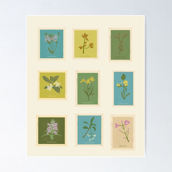 Item preview, Flower postage stamps  designed and sold by SkyisBright.