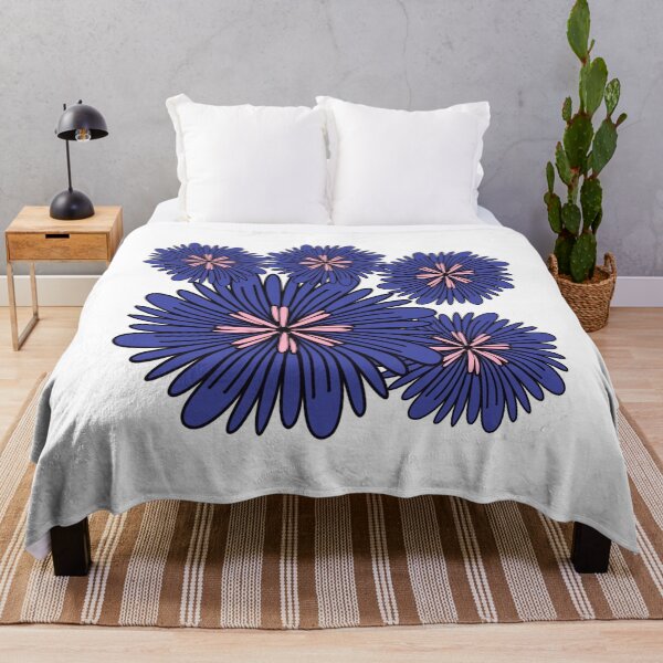 Item preview, Retro blue Chrysanthemum flowers  designed and sold by Artistestella.
