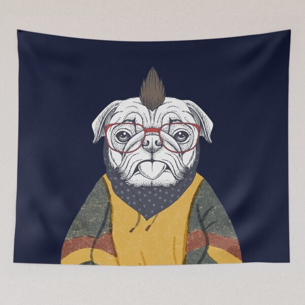 Item preview, Cozy Pug with a mohawk chillin in his hoodie designed and sold by tmdaliggr.