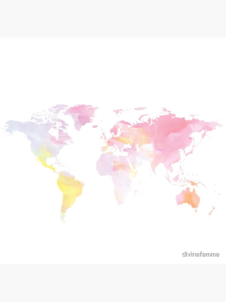 "Map of World Pastel Watercolor" Canvas Print for Sale by divinefemme