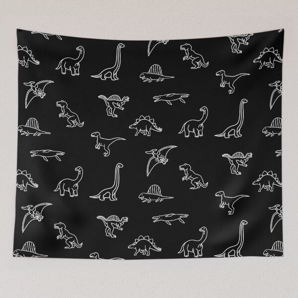Item preview, Dinosaur line art pattern (Black and White) designed and sold by CherieTree.