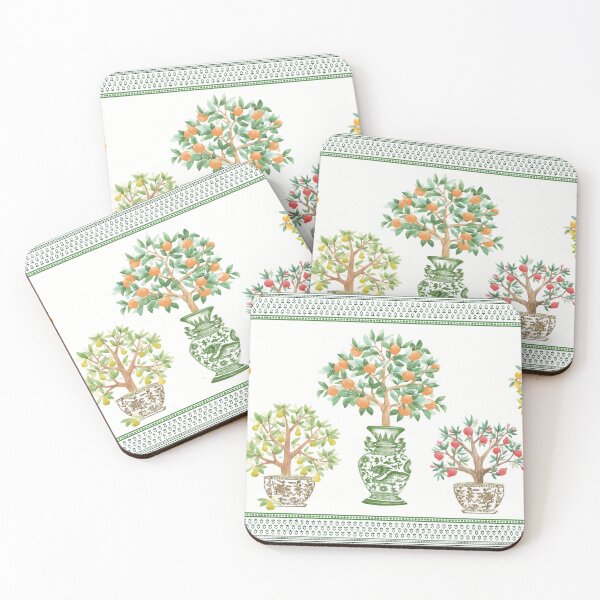 Item preview, Topiaries citrus trees chinoiserie blu and white watercolor  designed and sold by Yunihadi.