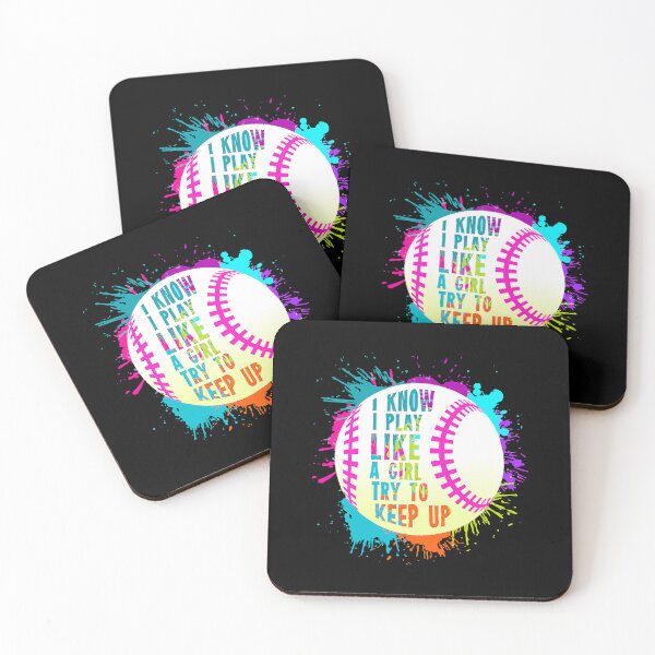 Item preview, I Know I Play Like A Girl Try To Keep Up Funny Softball Baseball Quote designed and sold by MichelSorour.