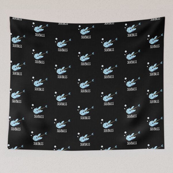 Item preview, Sea Bass Funny Bass Guitar Fish Puns (Dark BG) designed and sold by punnybone.