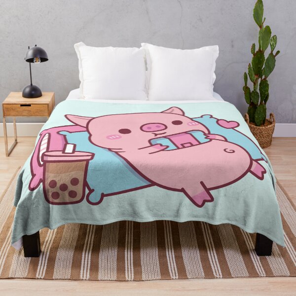 Item preview, Cute Piggy Gamer Chilling With Video Games And Bubble Tea designed and sold by rustydoodle.