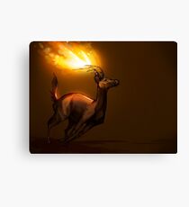 Fire Deer - Ink and Digital Drawing Canvas Print