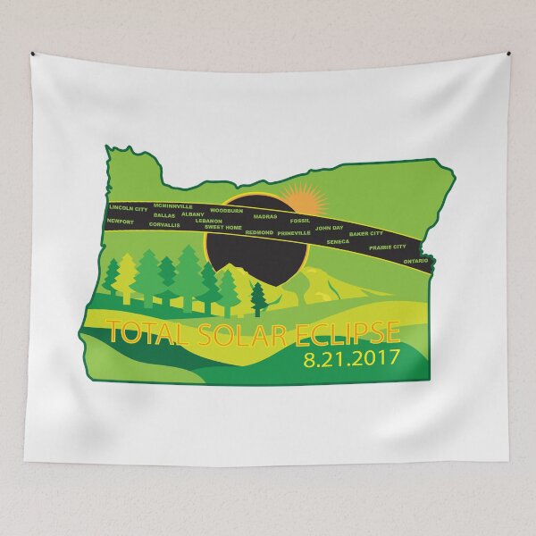 Item preview, 2017 Total Solar Eclipse Across Oregon Cities Map Illustration designed and sold by jpldesigns.