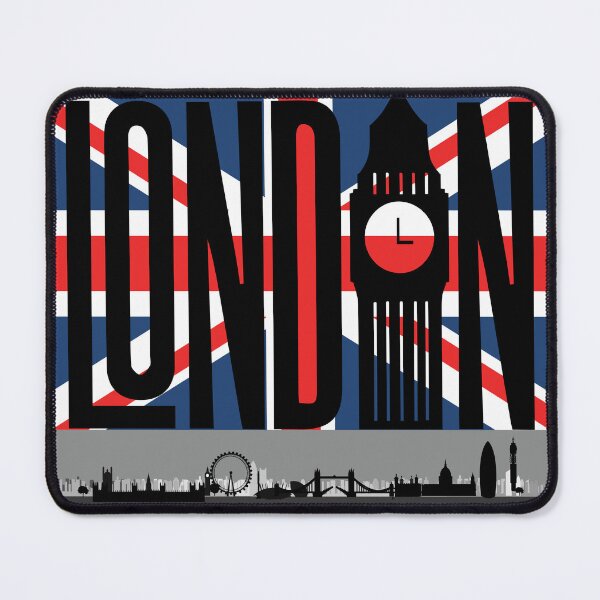 Item preview, London, illustration with flag and landscape representative of the city of London. designed and sold by Malogue.