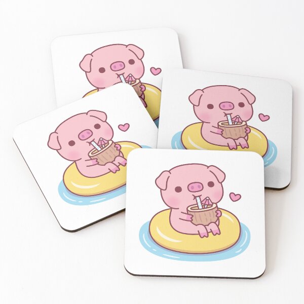 Item preview, Cute Piggy Chilling On Pool Float And Drinking Coconut Water designed and sold by rustydoodle.