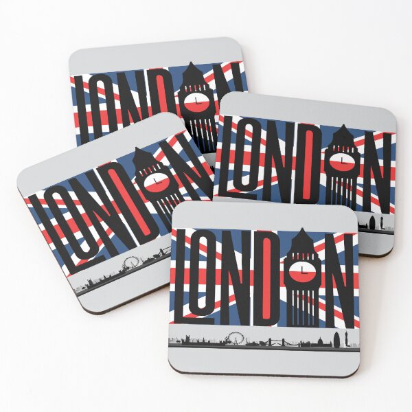 Item preview, London, illustration with flag and landscape representative of the city of London. designed and sold by Malogue.