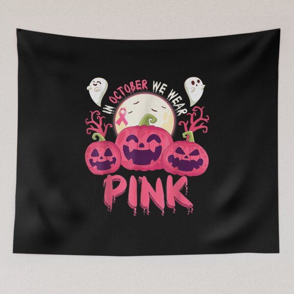 Item preview, In October We Wear Pink Pumpkin Face Breast Cancer Halloween designed and sold by Kentkroon.