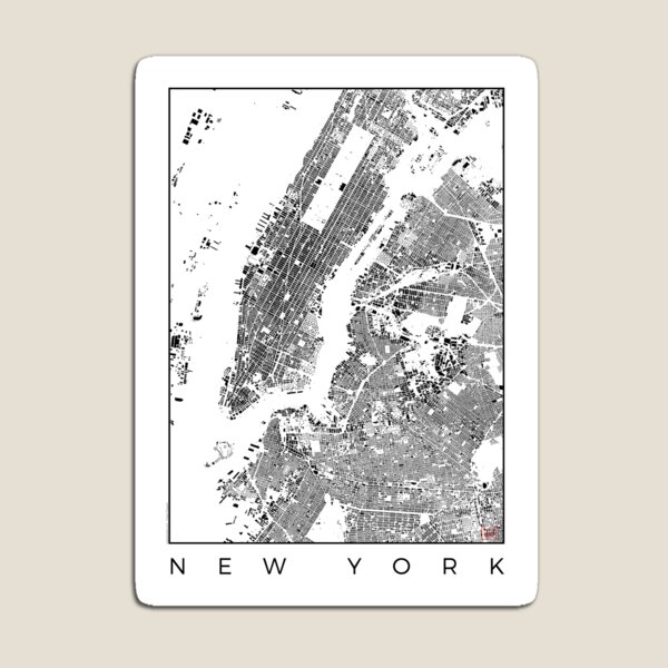 New York Map Schwarzplan Only Buildings Urban Plan Magnet