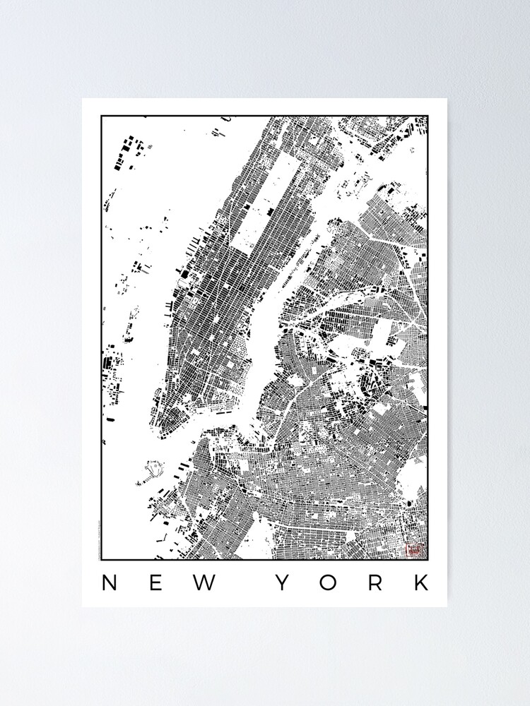 Alternate view of New York Map Schwarzplan Only Buildings Urban Plan Poster