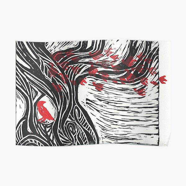 Wisdom of Trees - Red Raven Poster