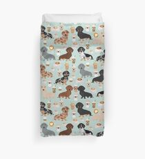 Dachshund coffee latte dachsie doxie dog breed cute pattern for weener dog lover Duvet Cover