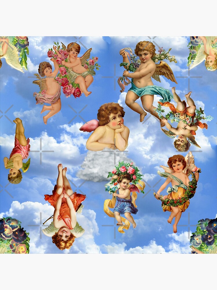 angel cherub clouds antique heavenly victorian 