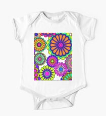 Flower Power Retro Style Hippy Flowers One Piece - Short Sleeve