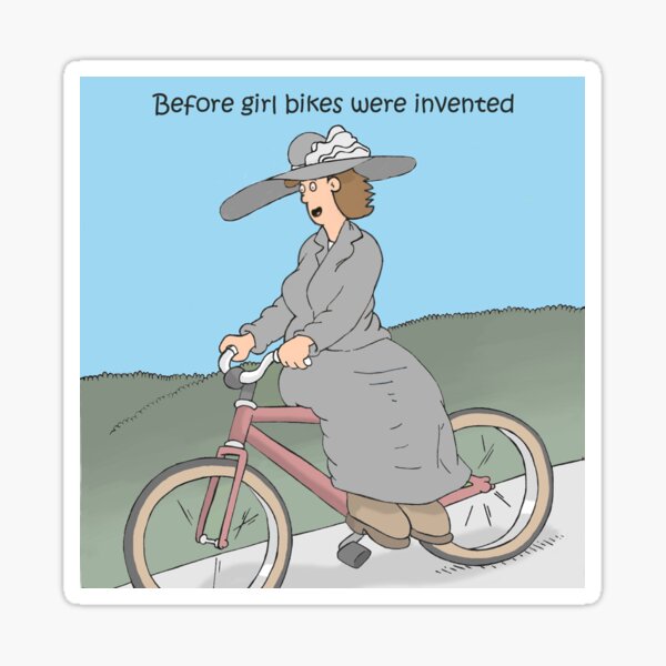 Riding side saddle on a bike Sticker