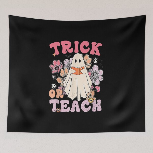 Item preview, Groovy Halloween Trick Or Teach Retro Floral Ghost Teacher designed and sold by Edgarolander.