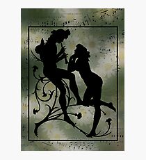 Daisies, Silhouette and Music Scraps Photographic Print