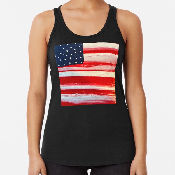 Toimothcn 4th of July Tank Patriotic Vintage USA Flag Racerback Womens Tank Top Casual Graphic Tees Tops 