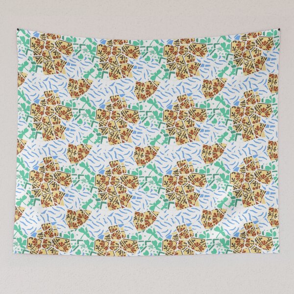 Aperçu de l'œuvre Mosaic Broken China Assiette en piqué floral à rayures colorées créée et vendue par StudioAkubi.
