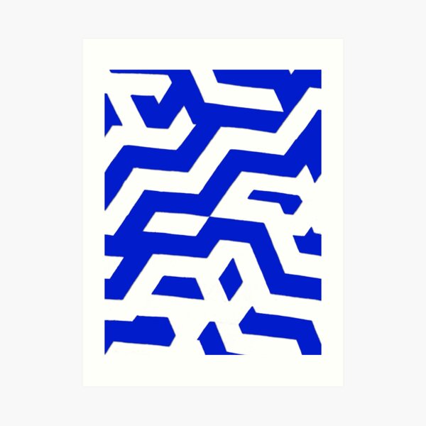 ZickZack Indigo Muster Kunstdruck