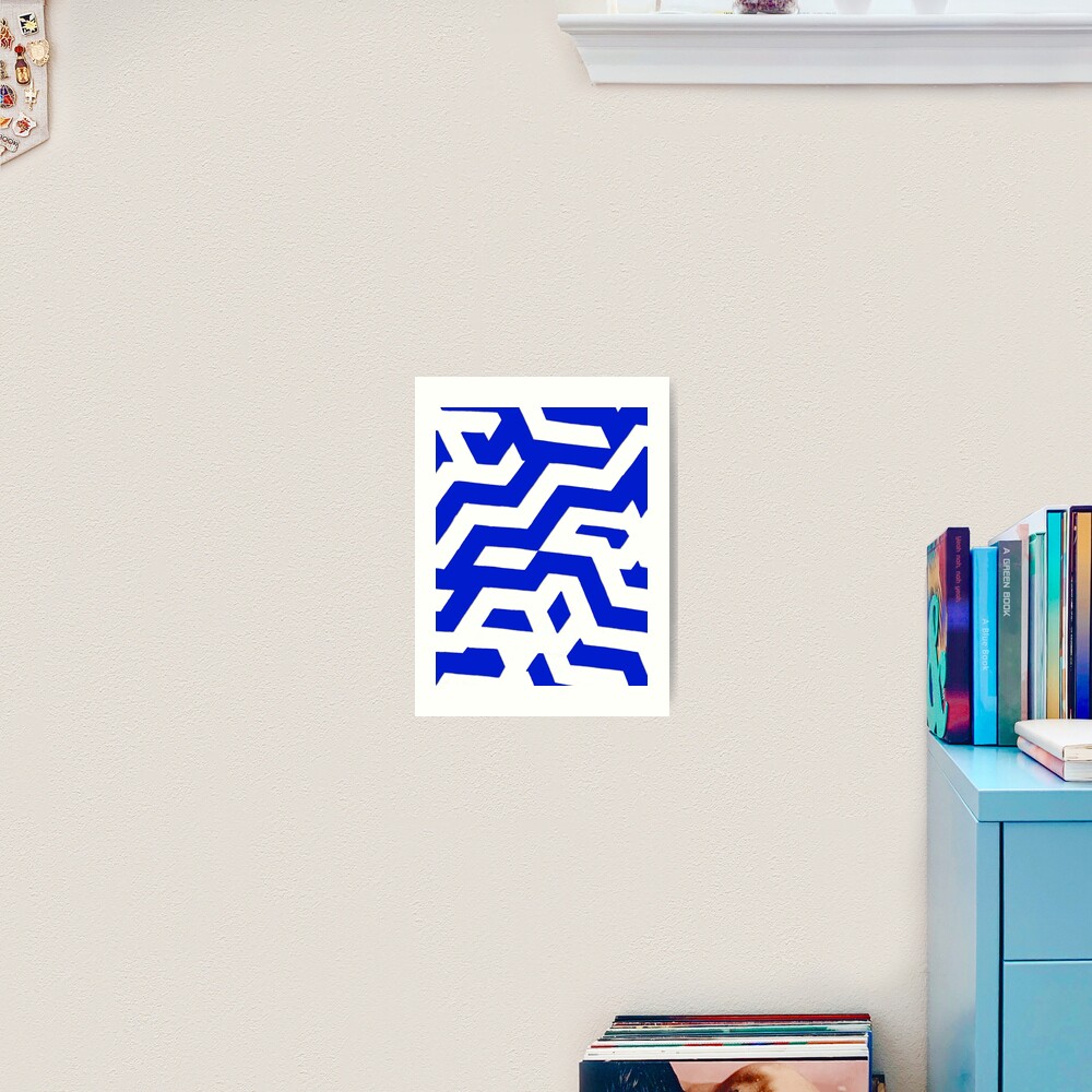 ZickZack Indigo Muster Kunstdruck
