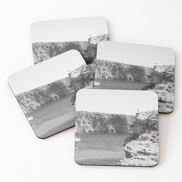 Item preview, Cliff Edge in Malta - Black and White Travel Photography  designed and sold by CarolinaReina.