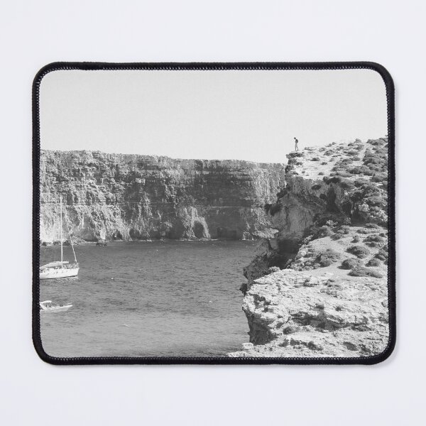Item preview, Cliff Edge in Malta - Black and White Travel Photography  designed and sold by CarolinaReina.