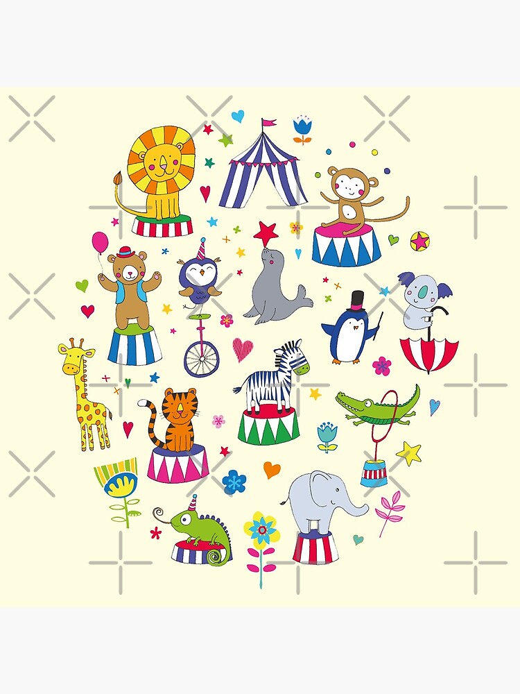 Circus Animal Alphabet - multicoloured on cream - Cute animal pattern by Cecca Designs by Cecca-Designs