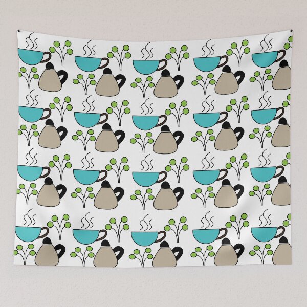 Item preview, Tea Time Teapot Tea Leaves Colorful Seamless Pattern  designed and sold by Nisha Prabhu.
