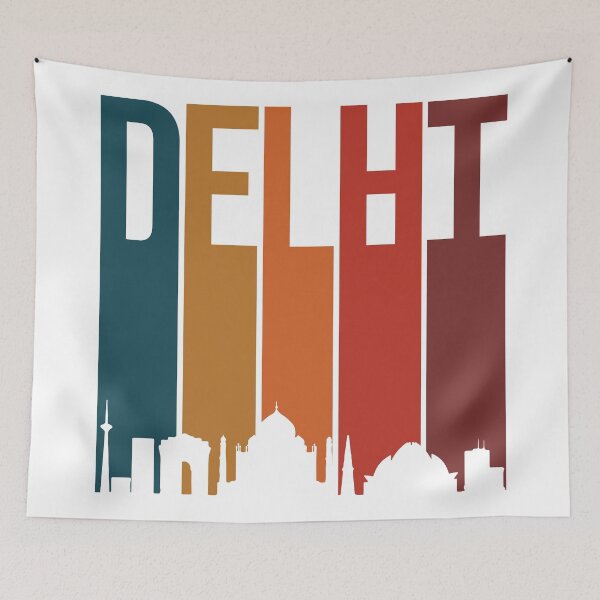 Item preview, Delhi skyline Indian city Hindi Desi Design designed and sold by alltheprints.