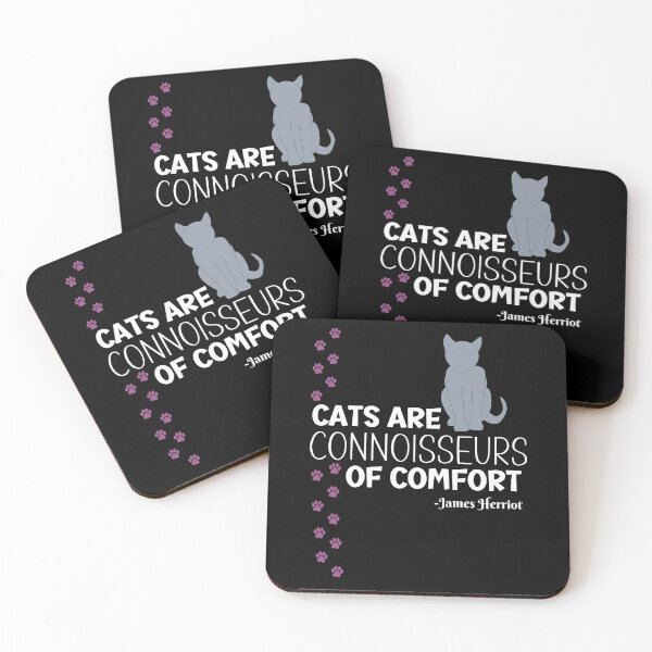 Item preview, cats are connoisseurs of comfort James Herriot quote designed and sold by EvergreenWhimsy.